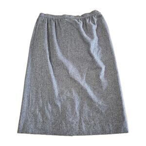 Vintage PENDLETON Size 14 Gray Herringbone Pleated Midi Wool Skirt USA Made